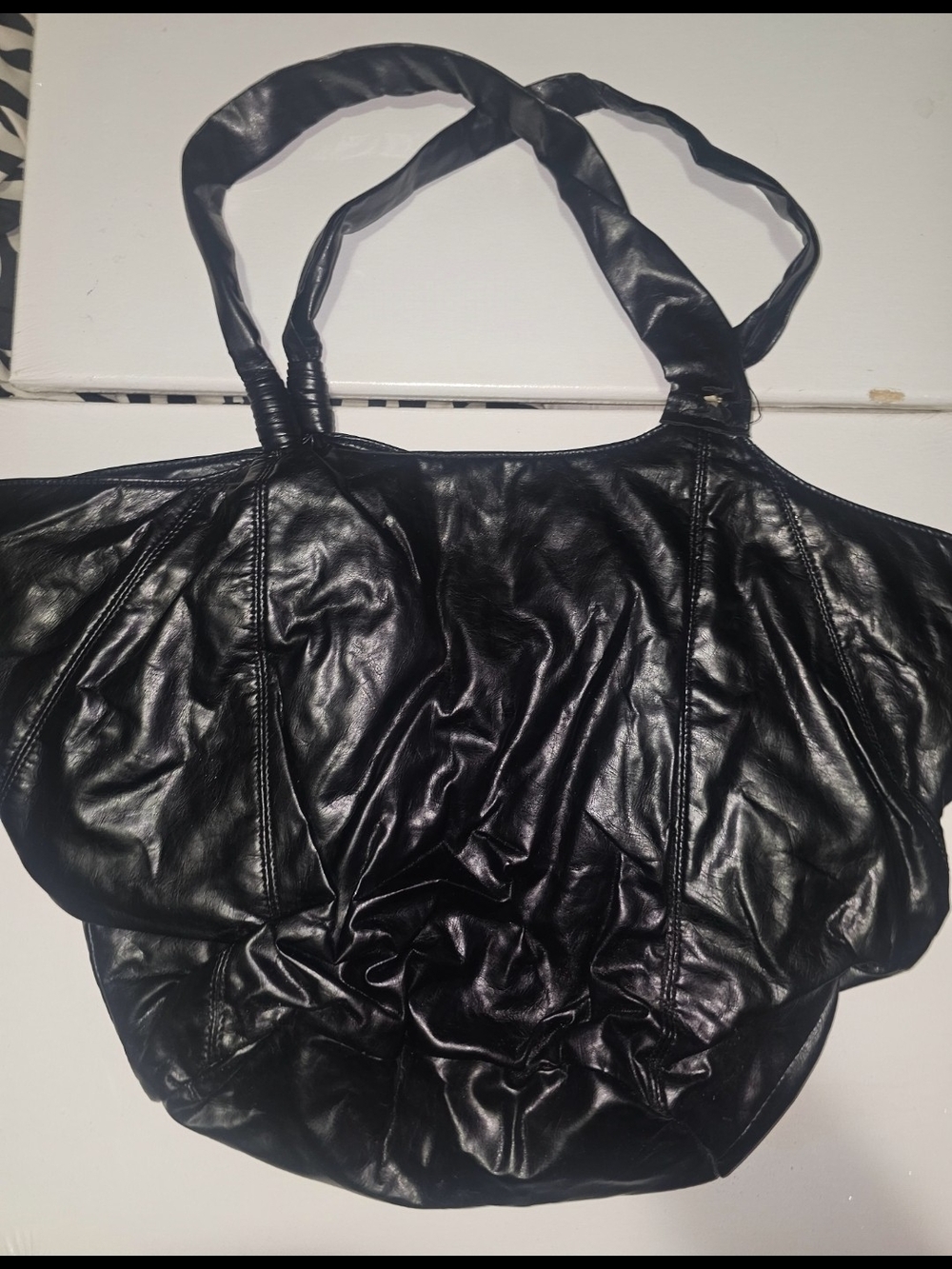 PLAYBOY Black Shoulder Tote with Pink Leopard Accent - Picture 7 of 16